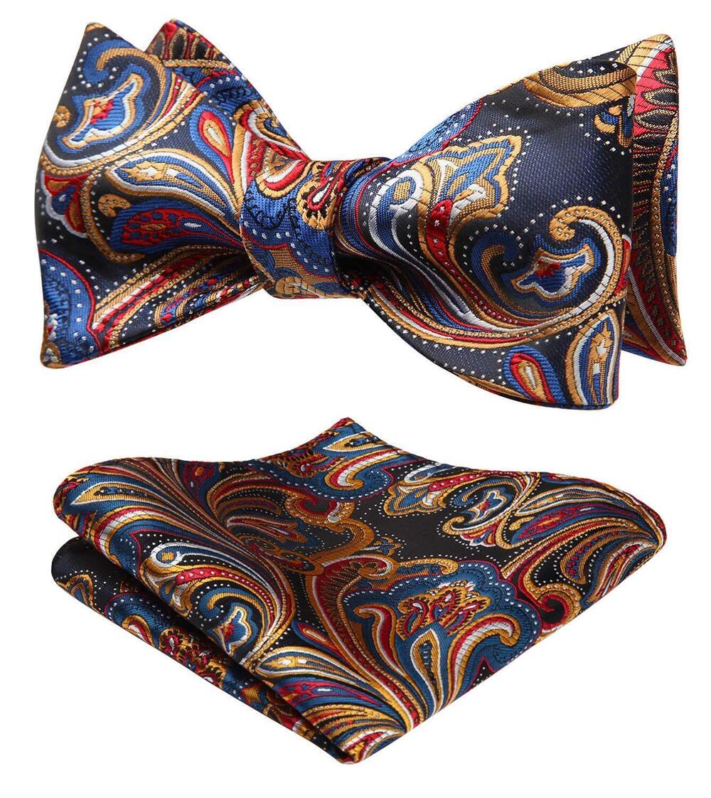 7271 Self Tie Bow Ties Paisley Bowties and Pocket Square Set Classic